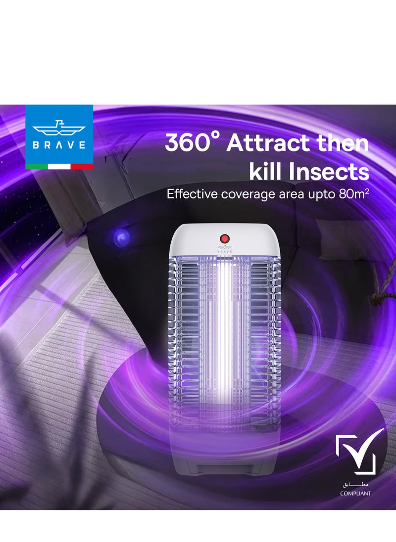 Brave Powerful Electric Mosquito Killer & Fly Trap, Smart Pest Control Device for Indoor & Outdoor Use, 10W Power & 1800V Power Supply, High Efficiency UV Mosquito Trap, 100% Original Insect Zapper, Effective Against Flying Insects, Ideal for Home, Kitchen, Patio, Garden, Office and Camping, Durable and Weatherproof Design, Safe, Eco-Friendly and Silent Operation, 24/7 Protection (White)  - Image 4
