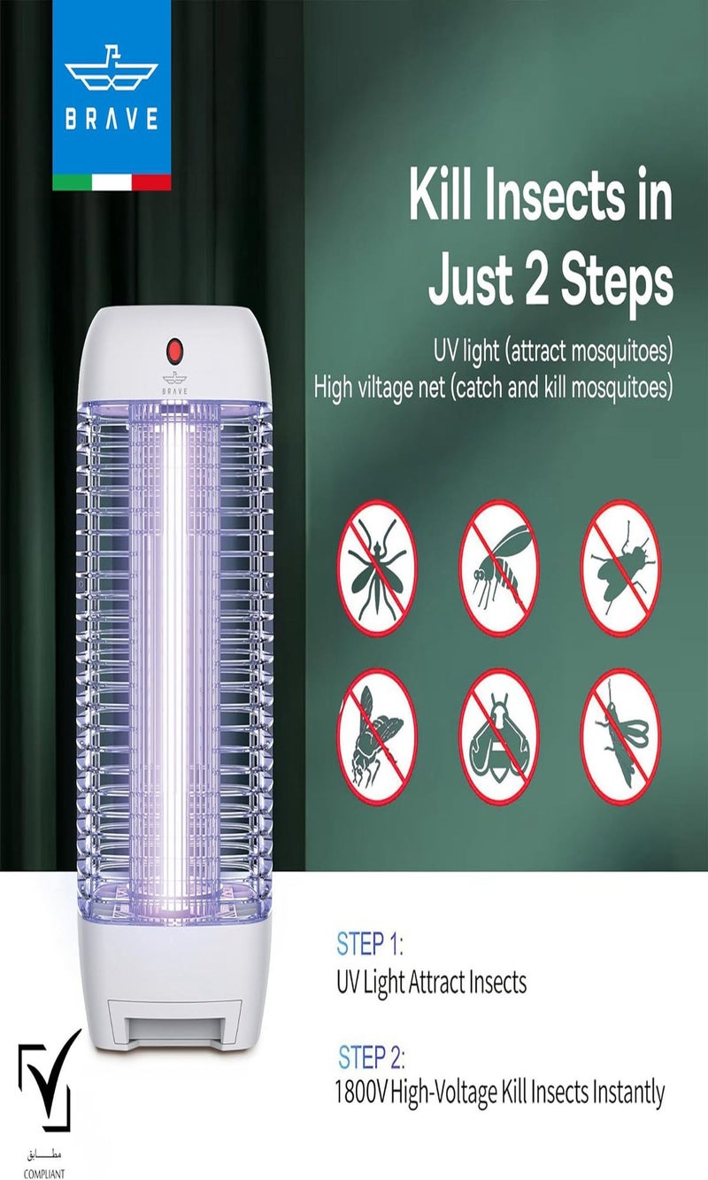 Brave Powerful Electric Mosquito Killer & Fly Trap, Smart Pest Control Device for Indoor & Outdoor Use, 10W Power & 1800V Power Supply, High Efficiency UV Mosquito Trap, 100% Original Insect Zapper, Effective Against Flying Insects, Ideal for Home, Kitchen, Patio, Garden, Office and Camping, Durable and Weatherproof Design, Safe, Eco-Friendly and Silent Operation, 24/7 Protection (White) - Image 3