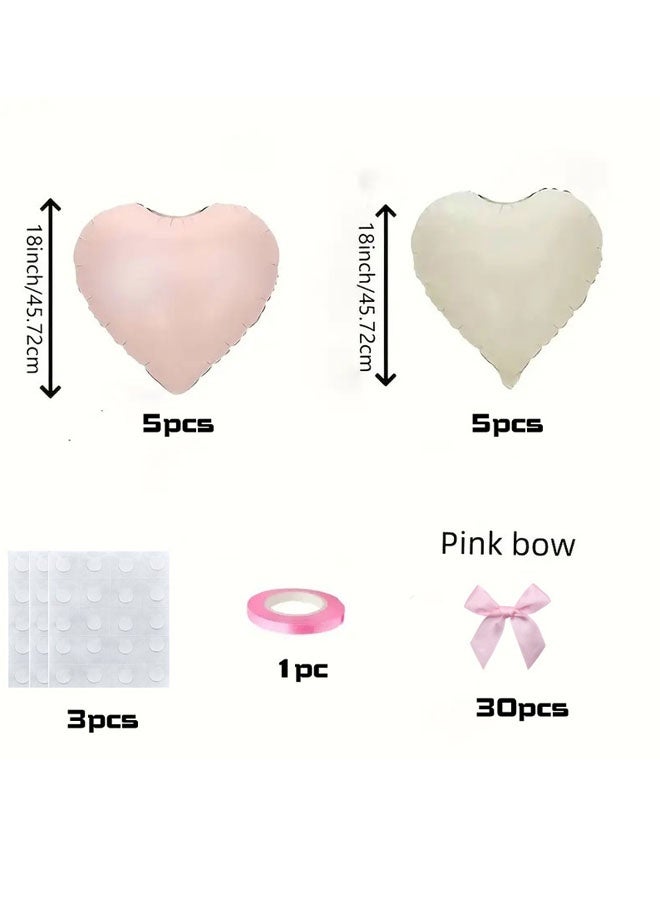 10PCS 18inch رقائق الألومنيوم الحب قلب البالونات مهرجان عيد الميلاد ديكور مع 30pcs قوس الوردي الأبيض - Image 4