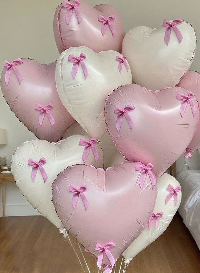 10PCS 18inch رقائق الألومنيوم الحب قلب البالونات مهرجان عيد الميلاد ديكور مع 30pcs قوس الوردي الأبيض - Image 2