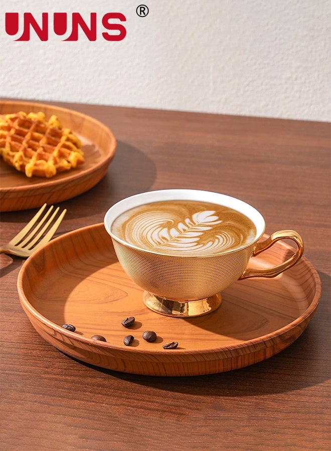 UNUNS Serving Tray,Round Plastic Wood Grain Serving Tray,4-piece Extra Large Large Medium Small for Serving Food Drinks Snacks for Use in Kitchen Home Office Outdoor Restaurant Cafe - Image 2