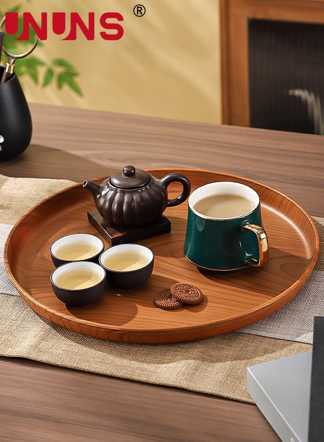 UNUNS Serving Tray,Round Plastic Wood Grain Serving Tray,4-piece Extra Large Large Medium Small for Serving Food Drinks Snacks for Use in Kitchen Home Office Outdoor Restaurant Cafe - Image 4