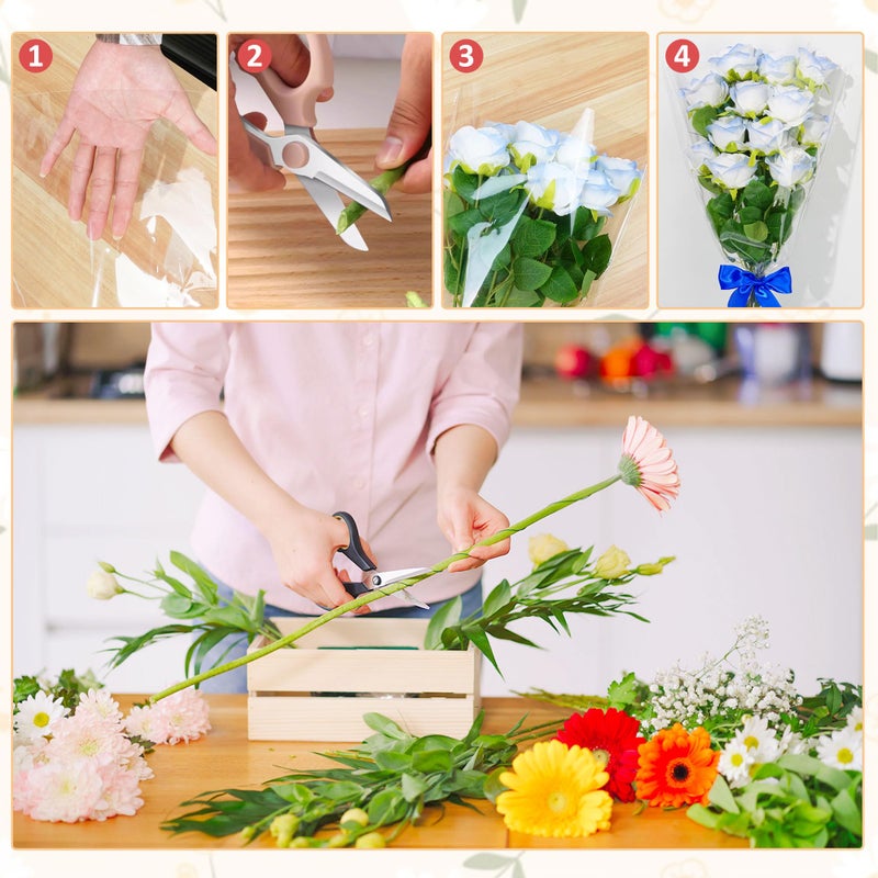 JOYIT Clear Flower Bags for Bouquets, 100PCS Wrapping Papers 13.8in x 18in, Wrapping Bags, Floral Sleeves for Floral bouquets Packaging - Image 3