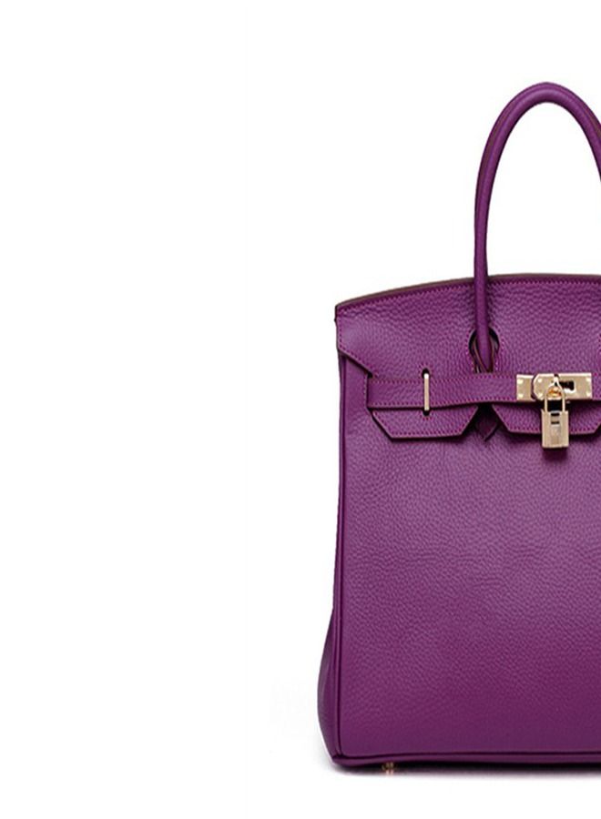 Loquat Gold Buckle Leather Handbag Purple  - Image 2