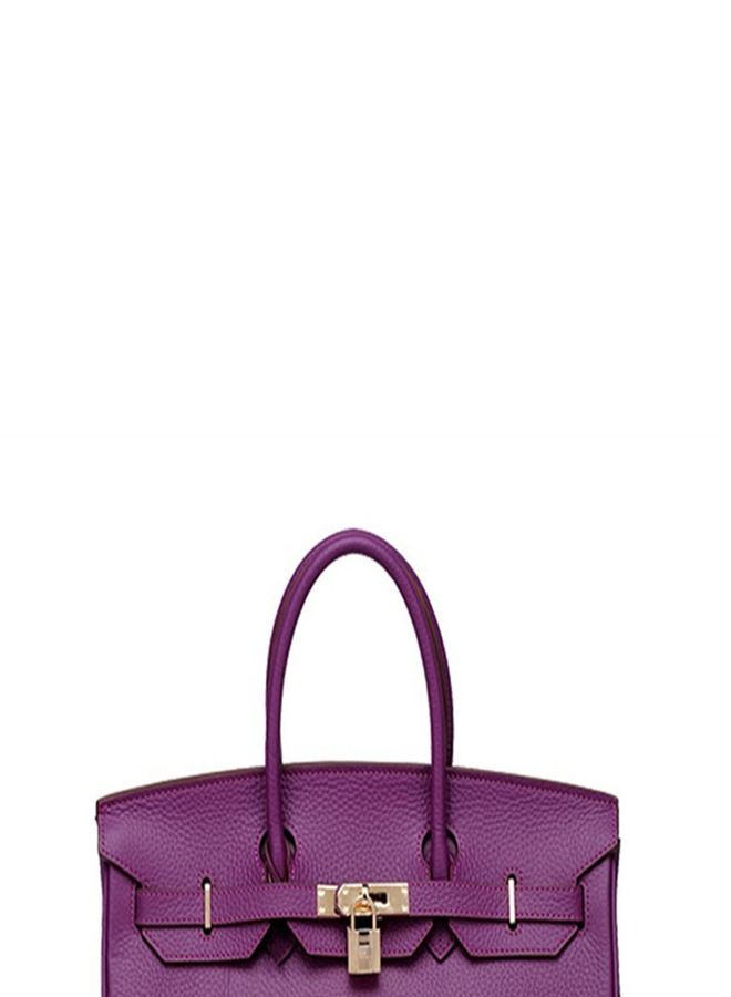 Loquat Gold Buckle Leather Handbag Purple  - Image 3