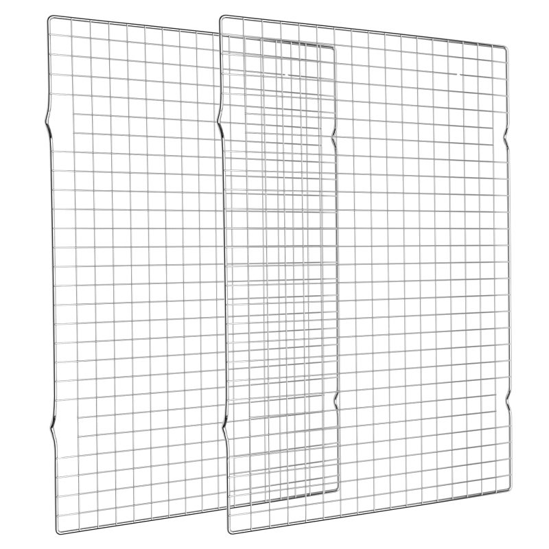 رف تبريد للخبز 2 عبوة 16x10 بوصة رف خبز سلك سميك رف بسكويت للطهي والشواء والتجفيف آمن للاستخدام في الفرن يناسب صينية نصف ورقة فضية