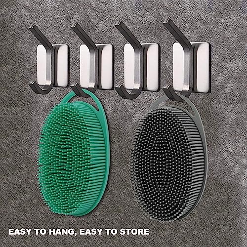 HAYSNA 2 Pack Silicone Body Scrubber, Loofah Double-Sided Body Brush,Shower Scrubber and Scalp Massager Shampoo Brush for Sensitive Kids Women Men All Kinds of Skin (Green & Gray) - Image 5