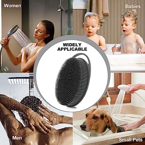 HAYSNA 2 Pack Silicone Body Scrubber, Loofah Double-Sided Body Brush,Shower Scrubber and Scalp Massager Shampoo Brush for Sensitive Kids Women Men All Kinds of Skin (Green & Gray) - Image 2