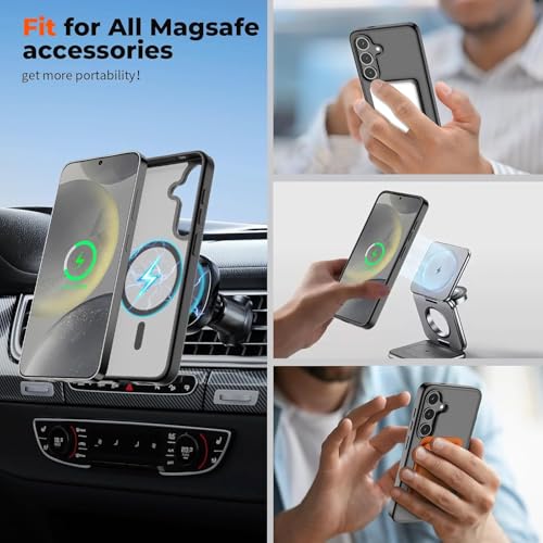 keeshar MagPro case for Samsung Galaxy S25 5G | MagSafe Compatible Protective Cover with Strong Magnetic Adsorption Shockproof Armor Scratch Resistant Polycarbonate Hard Back | Translucent Matte Black - Image 3