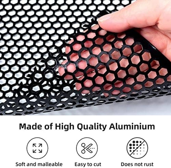 AggAuto 40"x13" Car Grill Mesh - Black Aluminum Alloy Rhombic Hole Bumper Grille Insert, Universal Fit - Image 4