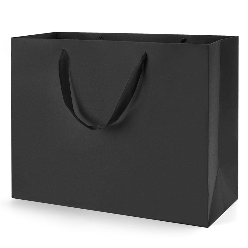 MOXARYSU Extra Large Black Gift Bags: 16x6x12 Inch 3pcs Black Paper Bags With Handles Bulk For Party Shopping Birthday Wedding (XL-3) - Image 1