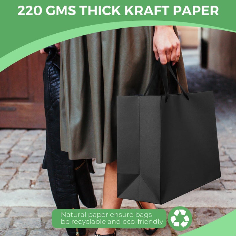 MOXARYSU Extra Large Black Gift Bags: 16x6x12 Inch 3pcs Black Paper Bags With Handles Bulk For Party Shopping Birthday Wedding (XL-3) - Image 5