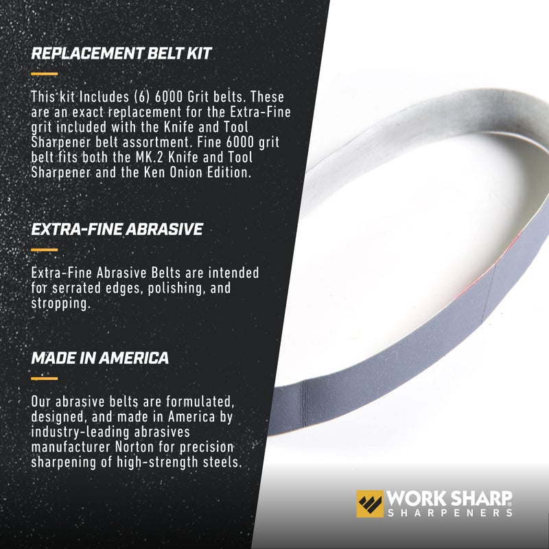 Work Sharp مجموعة أحزمة استبدال دقيقة 6000 حبيبة لآلة شحذ السكاكين والأدوات من وورك شارب WSSA0002705 - Image 3
