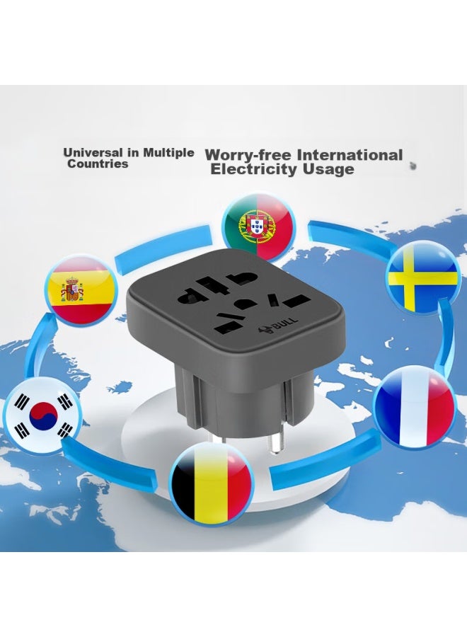Bull European Standard Travel Socket/adapter/power Converter Plug, Suitable For Germany, Spain, France, South Korea, Netherlands, Etc., Gn-l12 Without Switch - Image 4