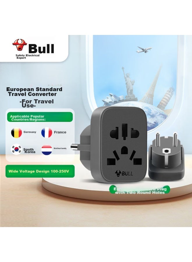 Bull European Standard Travel Socket/adapter/power Converter Plug, Suitable For Germany, Spain, France, South Korea, Netherlands, Etc., Gn-l12 Without Switch - Image 1