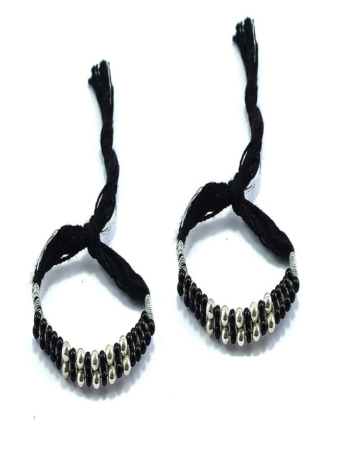 SOMYA 925 Pure Silver 10 Ball With Black Beads/Thread Nazariya Baby Bracelet For Baby Girl & Baby Boy - Image 2