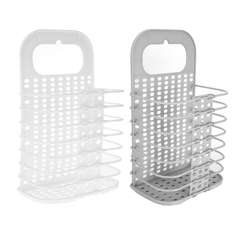 Smoni Smoni Wall Mounted Bathroom Hanging Mesh Laundry Basket Toiletry Organization Washing Bin Home Portable Magic Sticker Plastic Laundry Hamper Bag for Bathroom Bedroom Dirty Clothes Pack Of 1  - Image 1