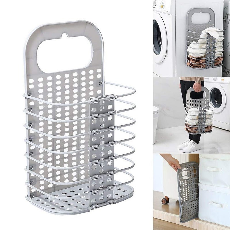 Smoni Smoni Wall Mounted Bathroom Hanging Mesh Laundry Basket Toiletry Organization Washing Bin Home Portable Magic Sticker Plastic Laundry Hamper Bag for Bathroom Bedroom Dirty Clothes Pack Of 1  - Image 3