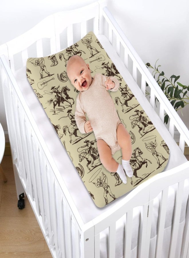KASTLEE Vintage Western Cowboy Baby Changing Pad Covers for Boy Girl 32''x16'' Country Cowboy Hat Boots Guitar Fitted Diaper Baby Change Table Mats Wild West Soft Breathable Nursery Cradle & Bassinet Sheets - Image 4
