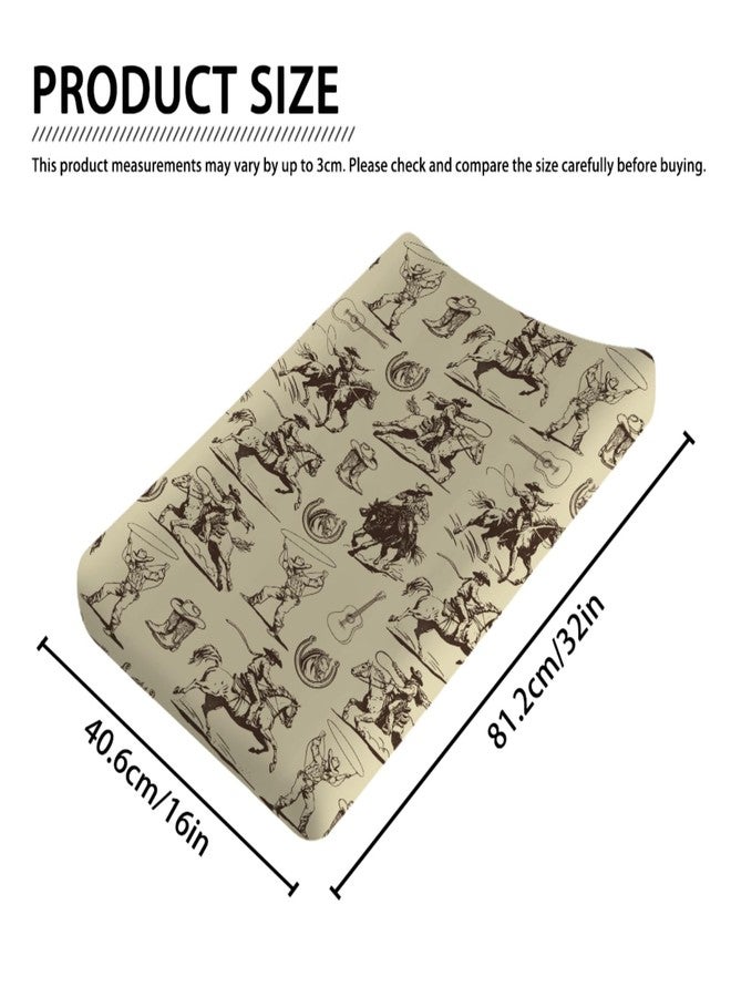 KASTLEE Vintage Western Cowboy Baby Changing Pad Covers for Boy Girl 32''x16'' Country Cowboy Hat Boots Guitar Fitted Diaper Baby Change Table Mats Wild West Soft Breathable Nursery Cradle & Bassinet Sheets - Image 2