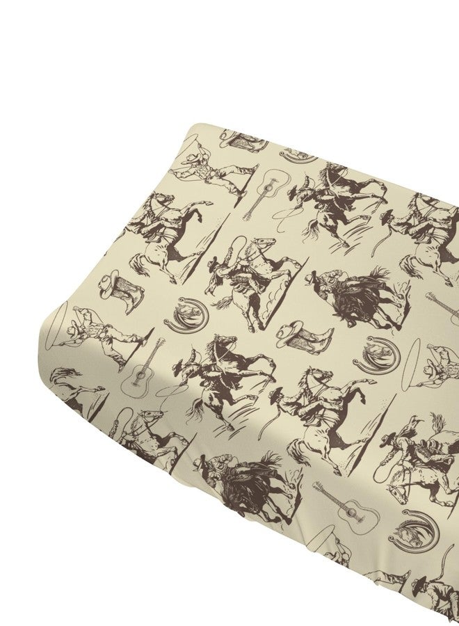 KASTLEE Vintage Western Cowboy Baby Changing Pad Covers for Boy Girl 32''x16'' Country Cowboy Hat Boots Guitar Fitted Diaper Baby Change Table Mats Wild West Soft Breathable Nursery Cradle & Bassinet Sheets - Image 5