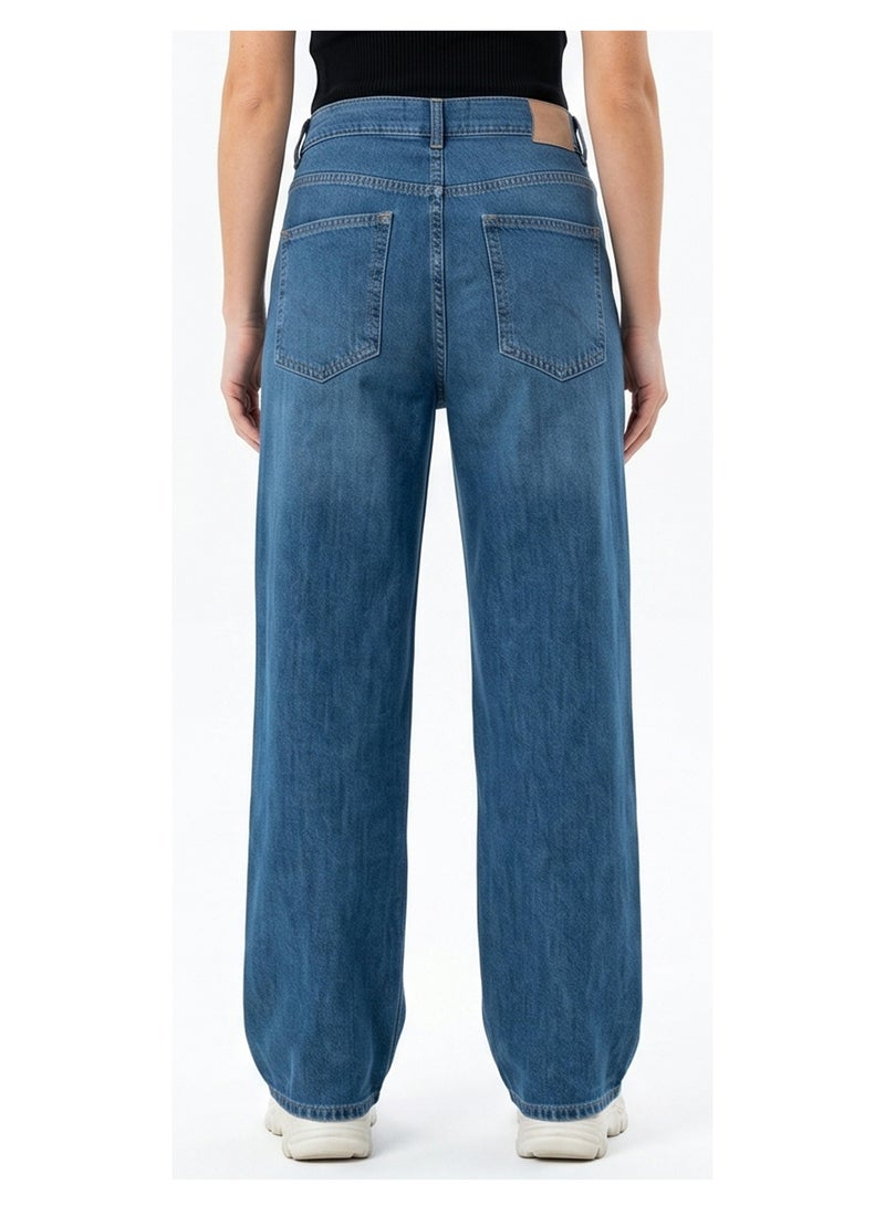 RAVIN High-Waisted Wide-Leg Washed Denim Jeans - Image 2