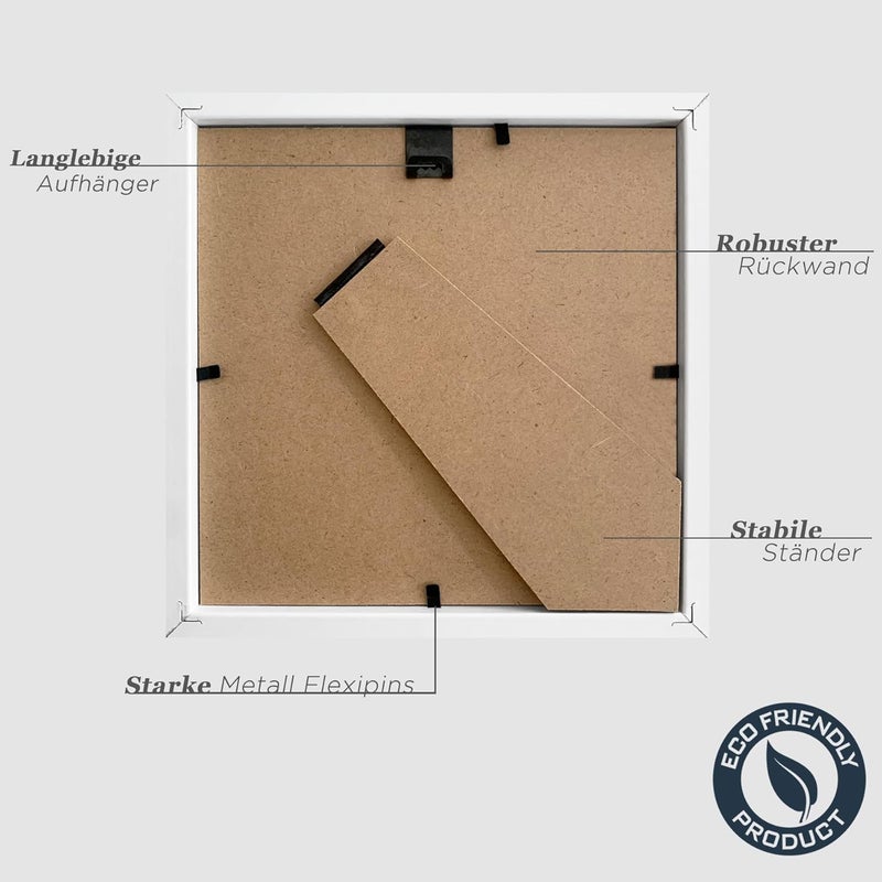 مجموعة إطارات صور خشب أبيض VUVUZULA من 3 قطع - 15 × 15 سم إطارات صور مربعة مع حامل 10 × 10 سم - بناء MDF يقلل الجهد - Image 4