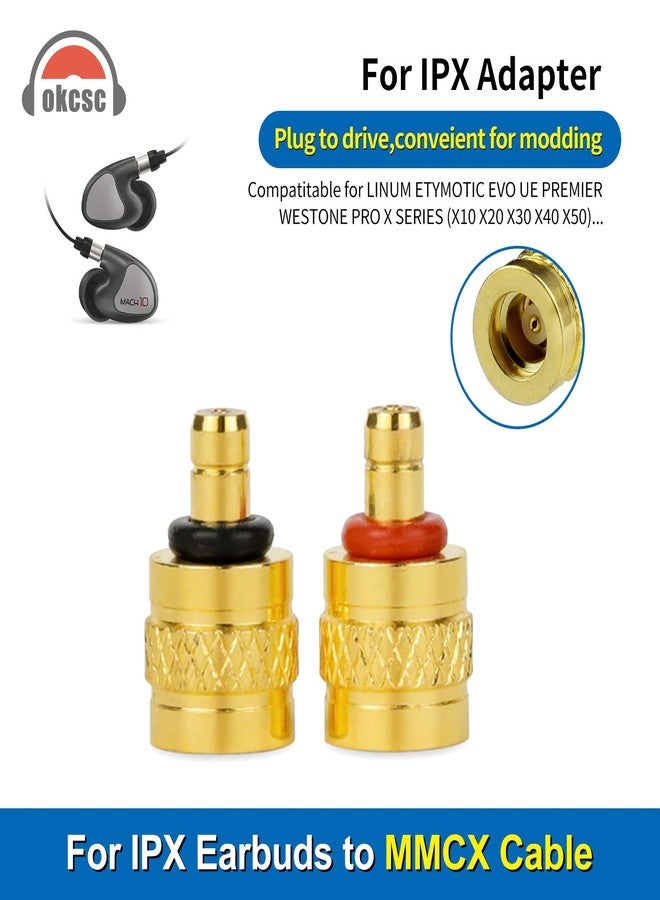 OKCSC IPX T2 Male to MMCX Female Earphone Connecter Adapter for ETYMOTIC/EVO UE/Premier/WESTONE/PRO X/Series (X10 X20 X40) Earbuds 1 Pair Gold - Image 2