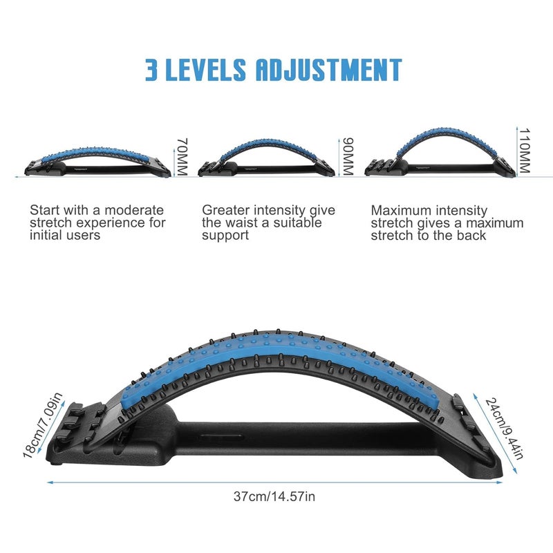 Drumstone (𝗦𝗽𝗲𝗰𝗶𝗮𝗹 𝟱 𝗬𝗲𝗮𝗿𝘀 𝗪𝗮𝗿𝗿𝗮𝗻𝘁𝘆) Adjustable Back & Lumbar Stretcher – 3 Settings for Upper/Lower Back Pain Relief, Spinal Decompression, Herniated Disc & Stress Ease – Use Anywhere! - Image 3