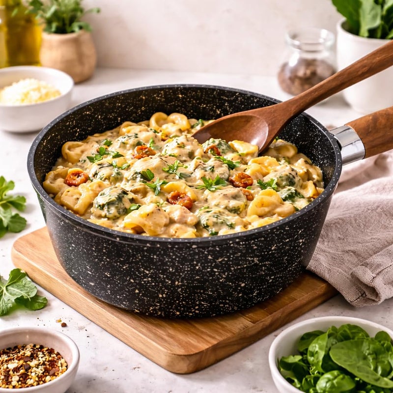 Non-Stick Saucepan Cooking Pot with Wooden Handle, Granite Speckled Coating, Milk Pan for Sauce, Soup & Pasta, Easy Clean (Black, 1.5, Liters) - Image 2