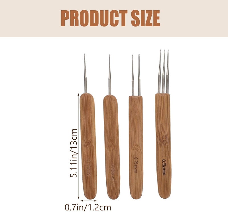 أليبيس (Alipis) – 4 قطع من خيوط الكروشيه لتصنيع تسريحات الشعر المجعدة (Dreadlocks Crochet Hooks)، ملحقات لتصفيف الشعر، إبر كروشيه لنسج الشعر وصناعة الباروكات - Image 2