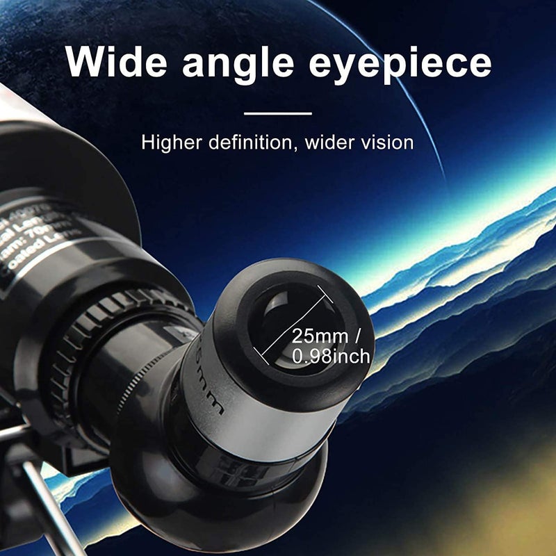 OVERA تلسكوبات للمبتدئين في علم الفلك، عدسة بصرية زجاجية مطلية HD بقطر 70 مم، حامل ثلاثي قابل للتحريك للمبتدئين لمشاهدة السفر في الهواء الطلق، أبيض مع حامل للهاتف. - Image 3