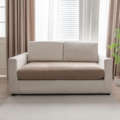 HOKIPO Premium Jacquard Sofa Seat Cushion Cover Slipcover, 2 Seater, Brown (AR-5345-BR) - Image 1
