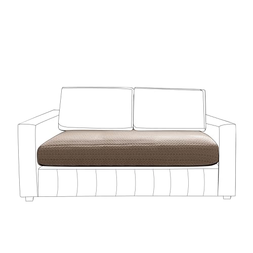 HOKIPO Premium Jacquard Sofa Seat Cushion Cover Slipcover, 2 Seater, Brown (AR-5345-BR) - Image 2