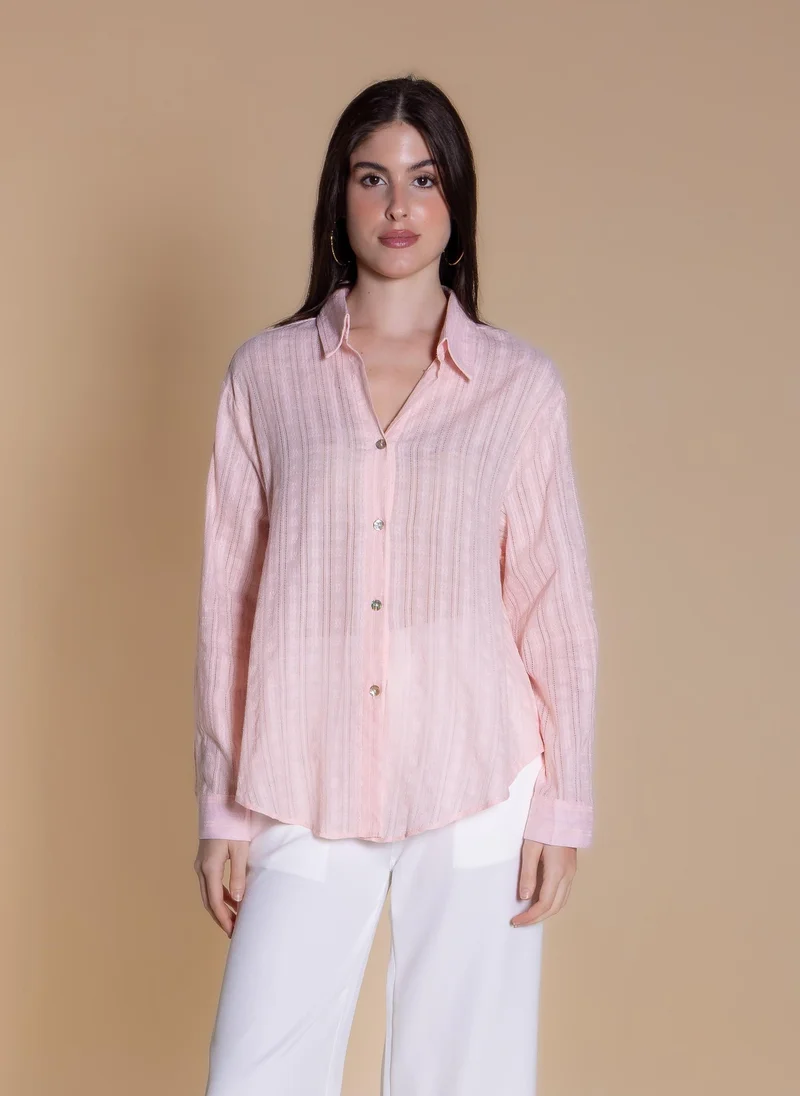 SHAPES SEMI-SHEER TEXTURED SHIRT