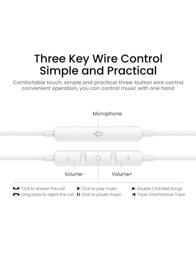 Rahnial Wired Earbuds Headphones USB Type-C for iPhone 17 16 15 Pro Max, Samsung S24 S23 S22 Ultra S21 FE, Xiaomi, Huawei – Type C Earphones with Microphone, Volume Control & High Bass Stereo Sound – White - Image 3