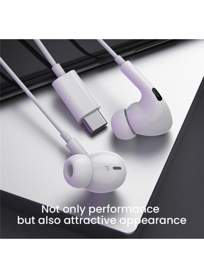 Rahnial Wired Earbuds Headphones USB Type-C for iPhone 17 16 15 Pro Max, Samsung S24 S23 S22 Ultra S21 FE, Xiaomi, Huawei – Type C Earphones with Microphone, Volume Control & High Bass Stereo Sound – White - Image 4
