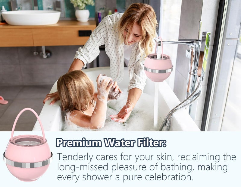 SHLLKTTRY Bathtub Water Filter for Tub with Overflow,2,500 Gallons of Filtration,8 Stages Bath Filter,Remove contaminants,Chlorineand Fluoride,Hardwater Softener,BPA Free(Upgrade Version),Pink - Image 5