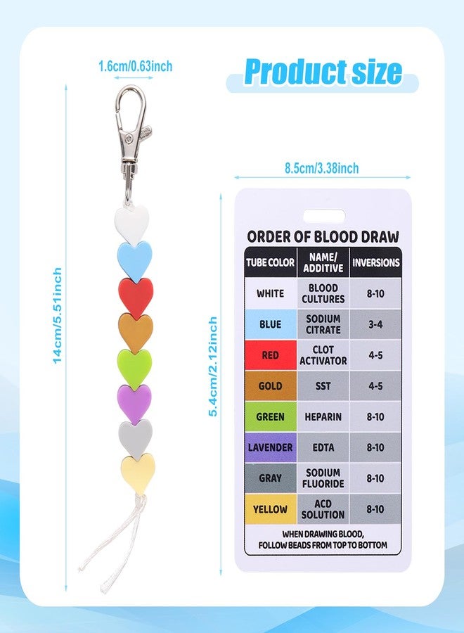 PEUTIER Order of Blood Draw Beads with Reference Card, Order of Blood Draw Vertical Badge Card Badge Reel Accessories Phlebotomy Essentials for Work or School RN Nurse Student Practitioner Grad Gift - Image 2