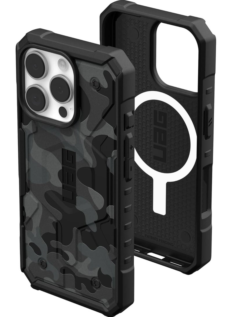 Urban Armor Gear UAG Pathfinder SE MagSafe for iPhone 16 PRO Case Cover [18 Feet Drop tested]  - Black Midnight Camo  - Image 1