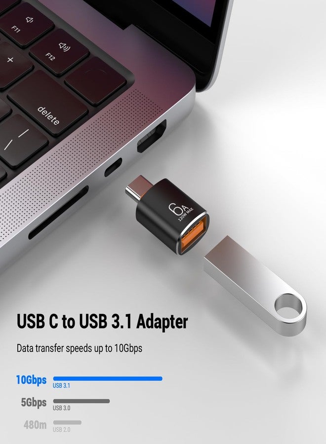 عبوة من 10 محولات USB C إلى USB3.1 بسرعة 10 جيجابت في الثانية/120 واط، محول أسود من النوع C ذكر إلى USB أنثى للهواتف الذكية وأجهزة الكمبيوتر والكمبيوتر المحمول والتابلت ولوحة المفاتيح وما إلى ذلك. - Image 2