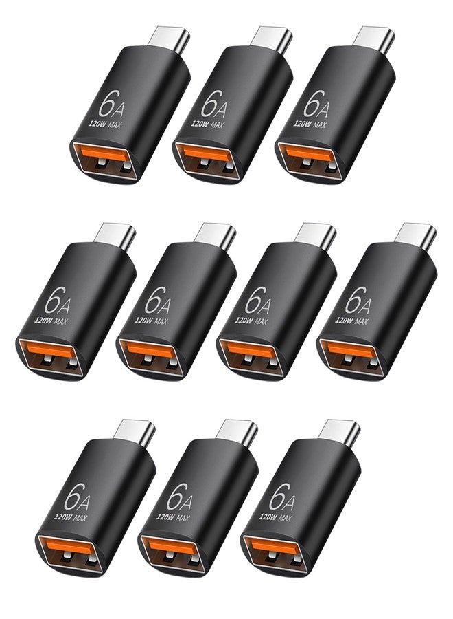 عبوة من 10 محولات USB C إلى USB3.1 بسرعة 10 جيجابت في الثانية/120 واط، محول أسود من النوع C ذكر إلى USB أنثى للهواتف الذكية وأجهزة الكمبيوتر والكمبيوتر المحمول والتابلت ولوحة المفاتيح وما إلى ذلك. - Image 1