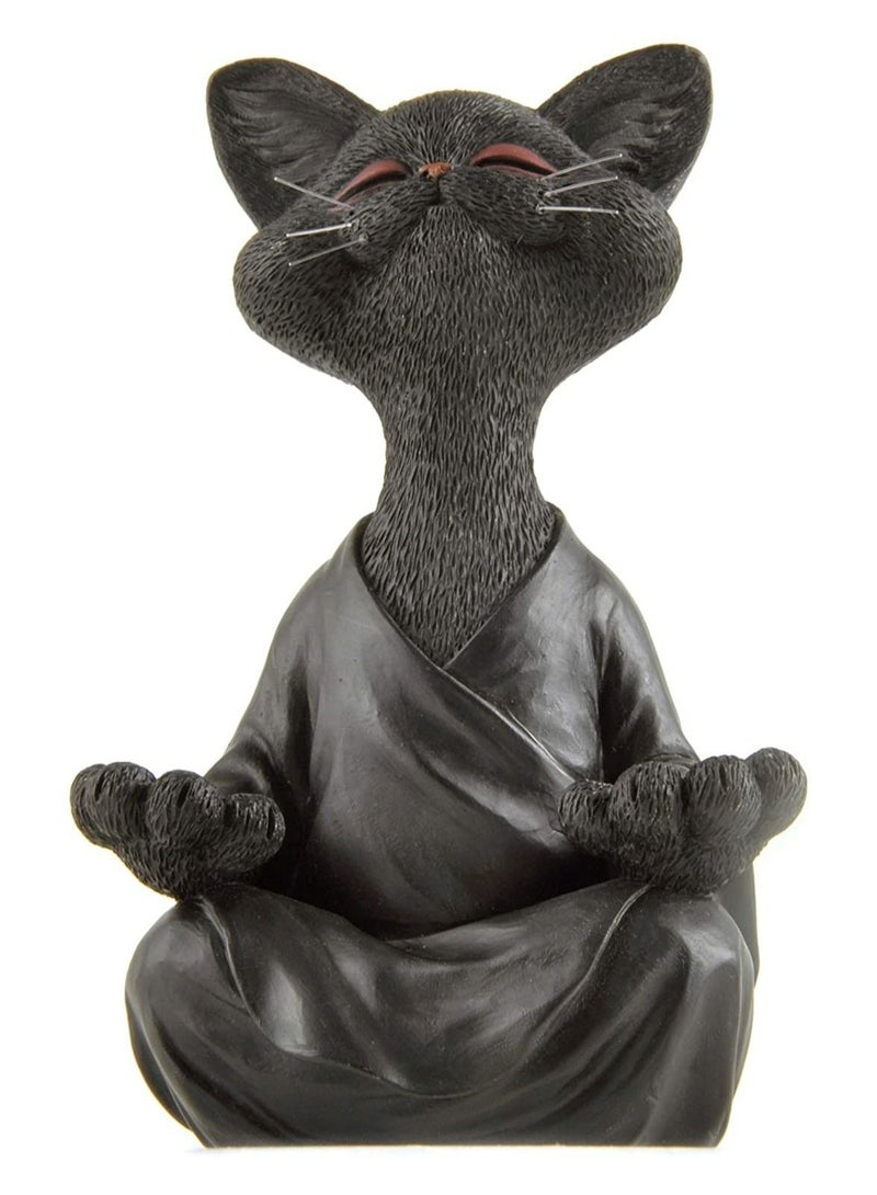 Captaintech 1pc Whimsical Cat Figure Meditation Yoga Happy Cat Collection Home Decor Ornament - Image 1