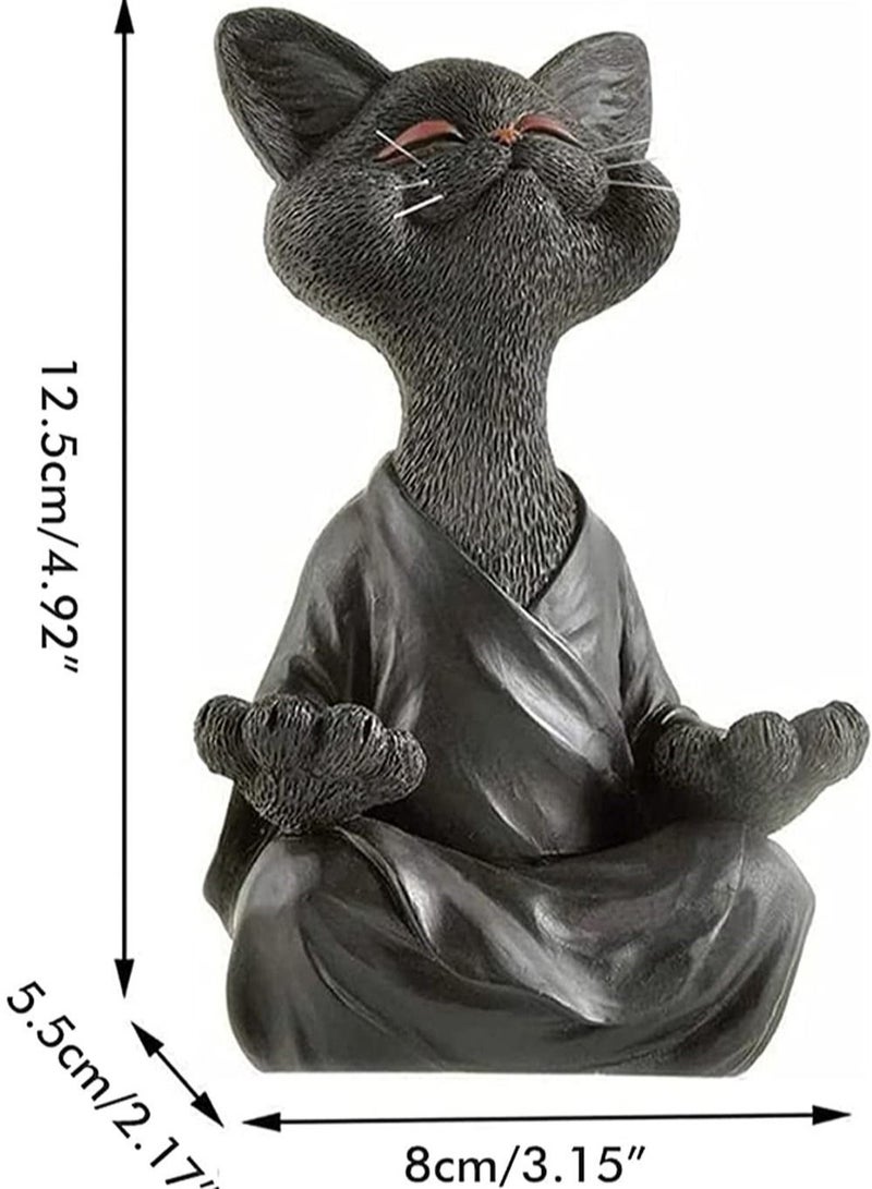 Captaintech 1pc Whimsical Cat Figure Meditation Yoga Happy Cat Collection Home Decor Ornament - Image 5