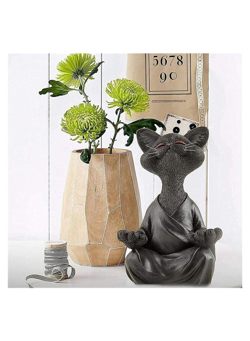 Captaintech 1pc Whimsical Cat Figure Meditation Yoga Happy Cat Collection Home Decor Ornament - Image 3