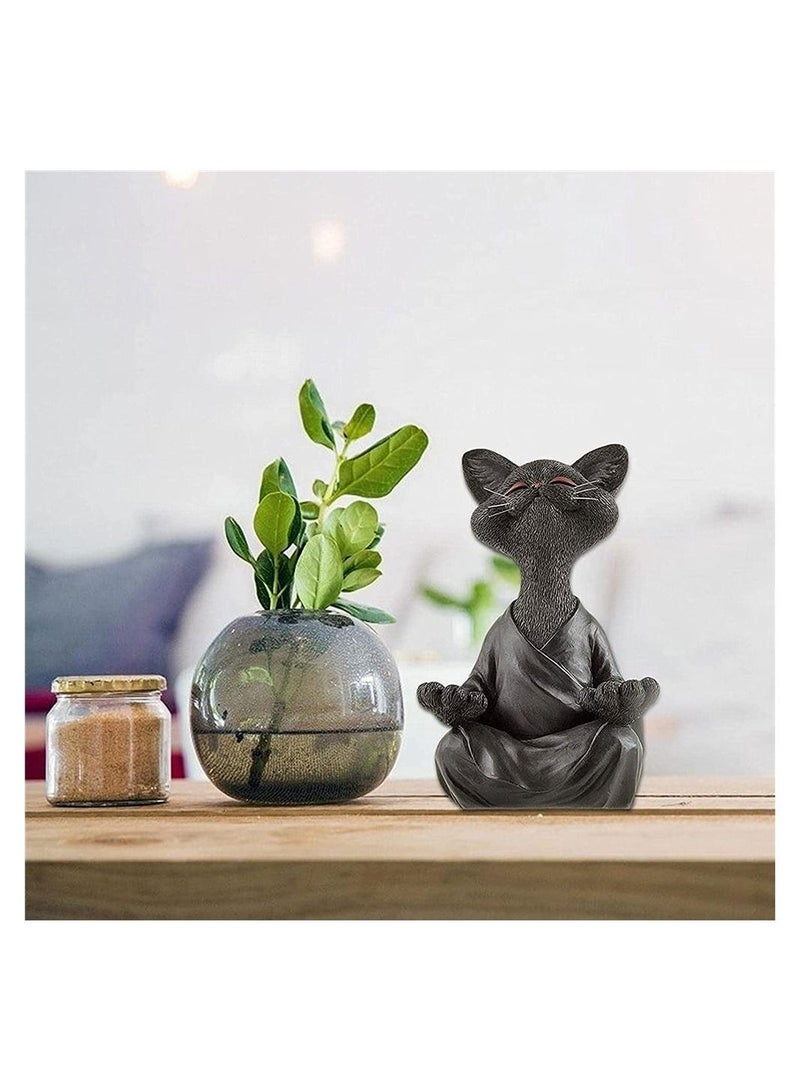 Captaintech 1pc Whimsical Cat Figure Meditation Yoga Happy Cat Collection Home Decor Ornament - Image 4
