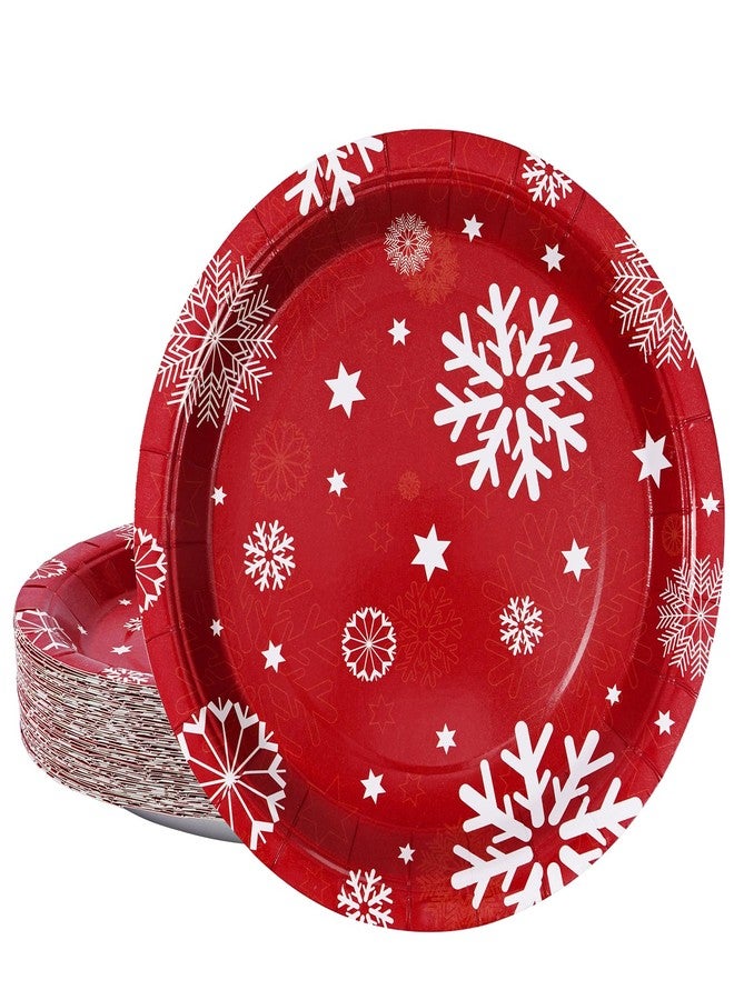 homix Christmas Paper Plates 50 Count, 9 Inches Snowflake Holiday Disposable Plates for Christmas Dinner Dessert - Image 1