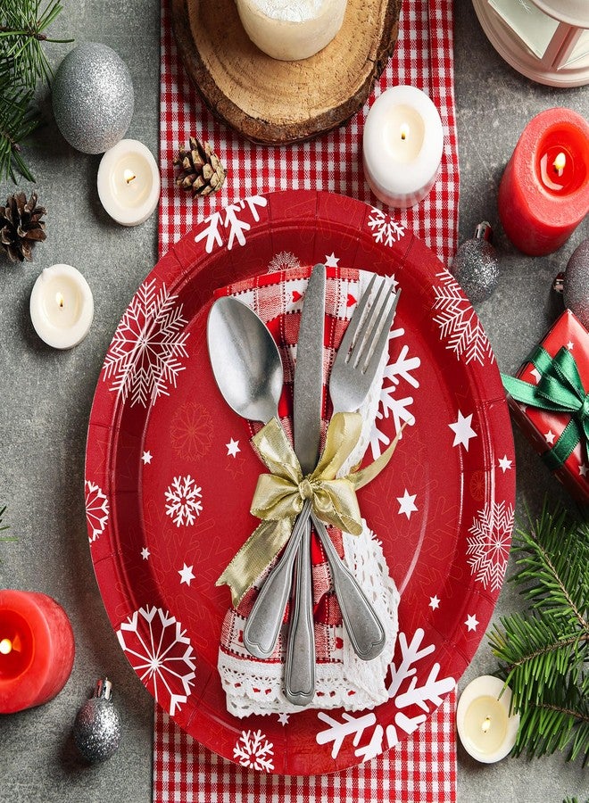 homix Christmas Paper Plates 50 Count, 9 Inches Snowflake Holiday Disposable Plates for Christmas Dinner Dessert - Image 3