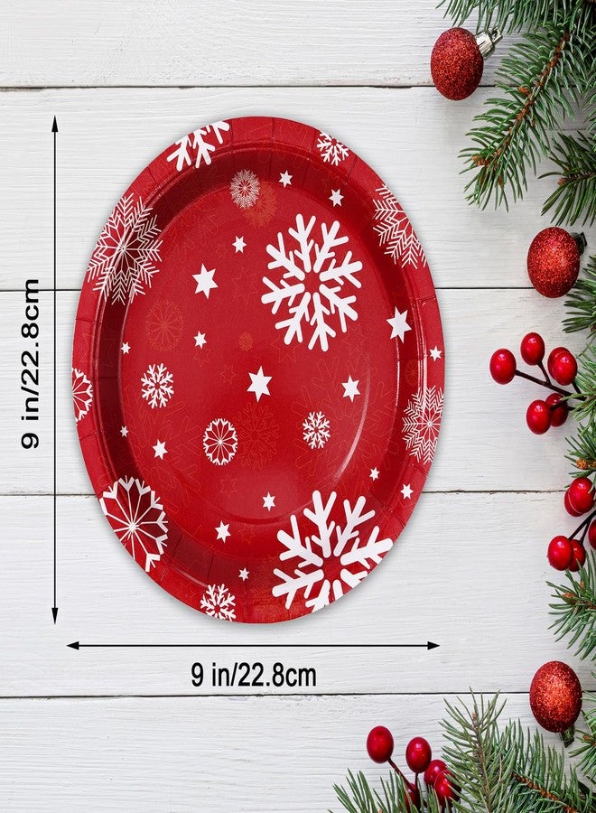 homix Christmas Paper Plates 50 Count, 9 Inches Snowflake Holiday Disposable Plates for Christmas Dinner Dessert - Image 2