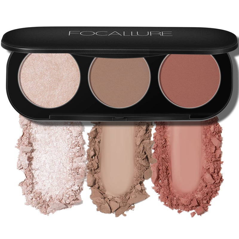 FOCALLURE Blush and Highlighter Palette3 in 1 Contour PaletteCrueltyFree Matte Bronzer PowderShimmer Illuminator Highlighters for a Glowing Look09 - Image 3